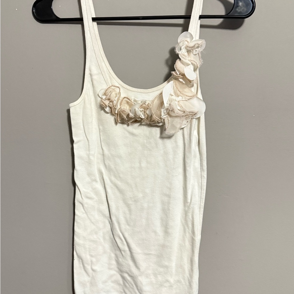 Abercrombie & Fitch Cream Tank Top with Floral Details